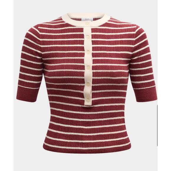 ALC Fisher Pleated Top in White & Syrah XS - Picture 6 of 6